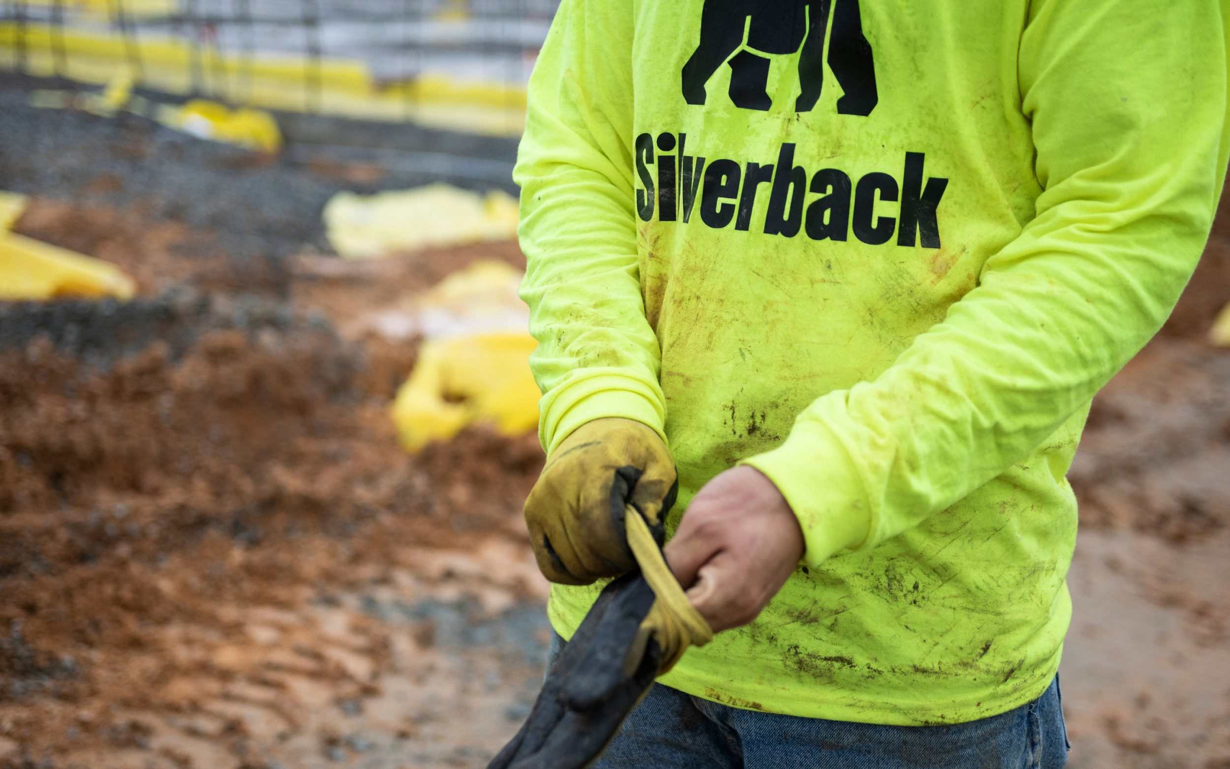 Branded company shirts for contractor; Silverback Concrete.