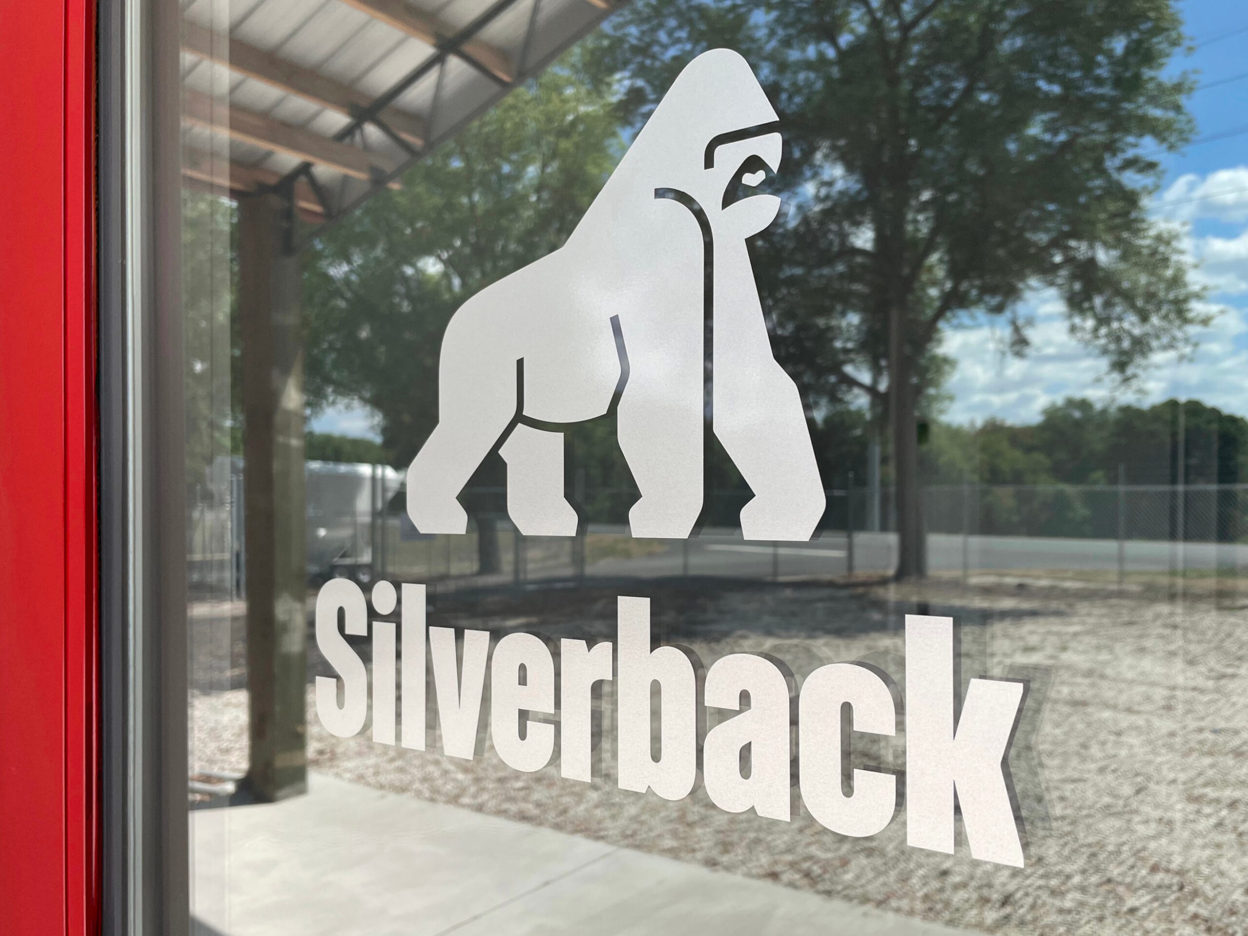 Commercial window decal; 'Mack' Silverback Concrete.