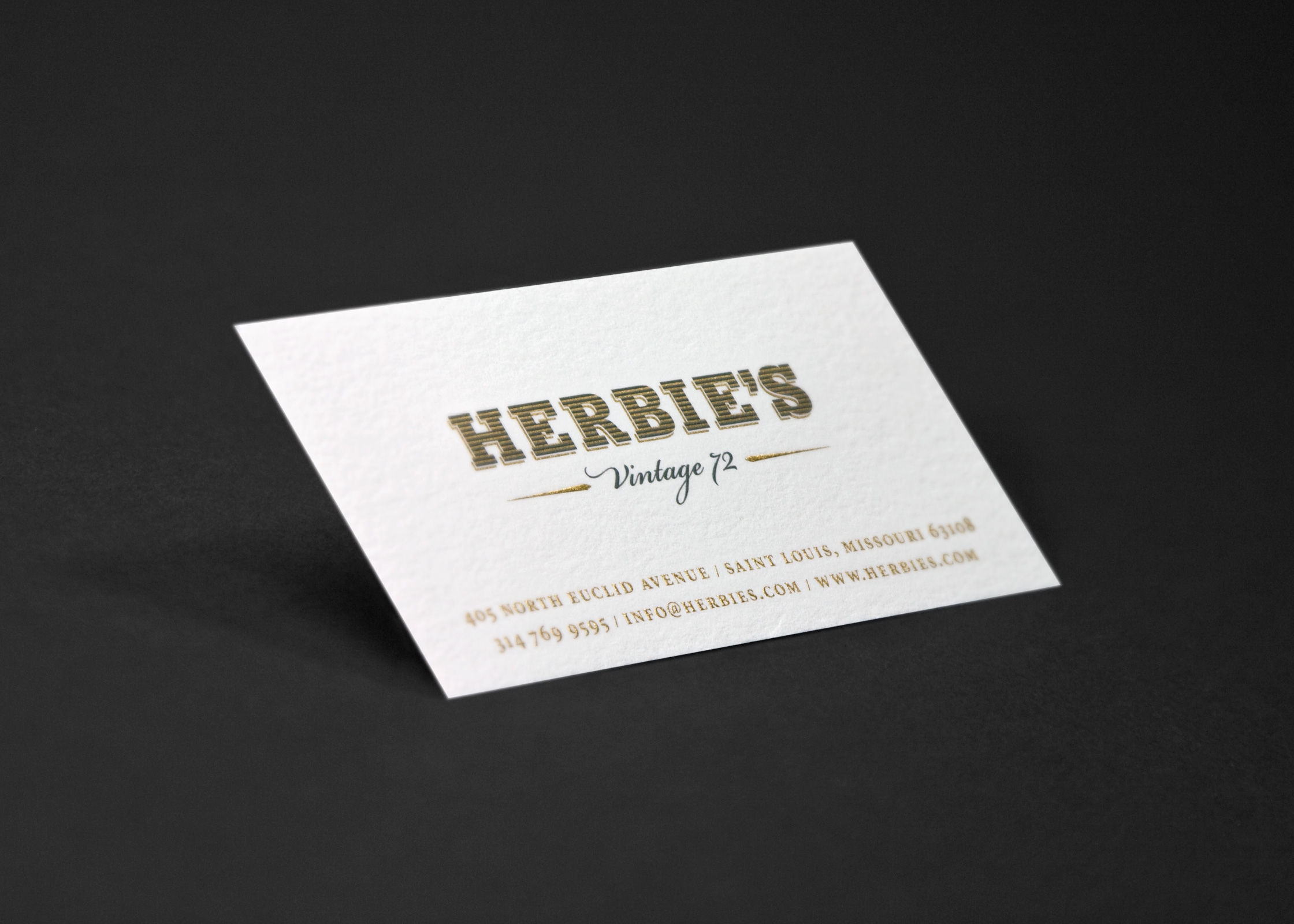 Branded business card for restaurant; Herbie's French American Bistro.