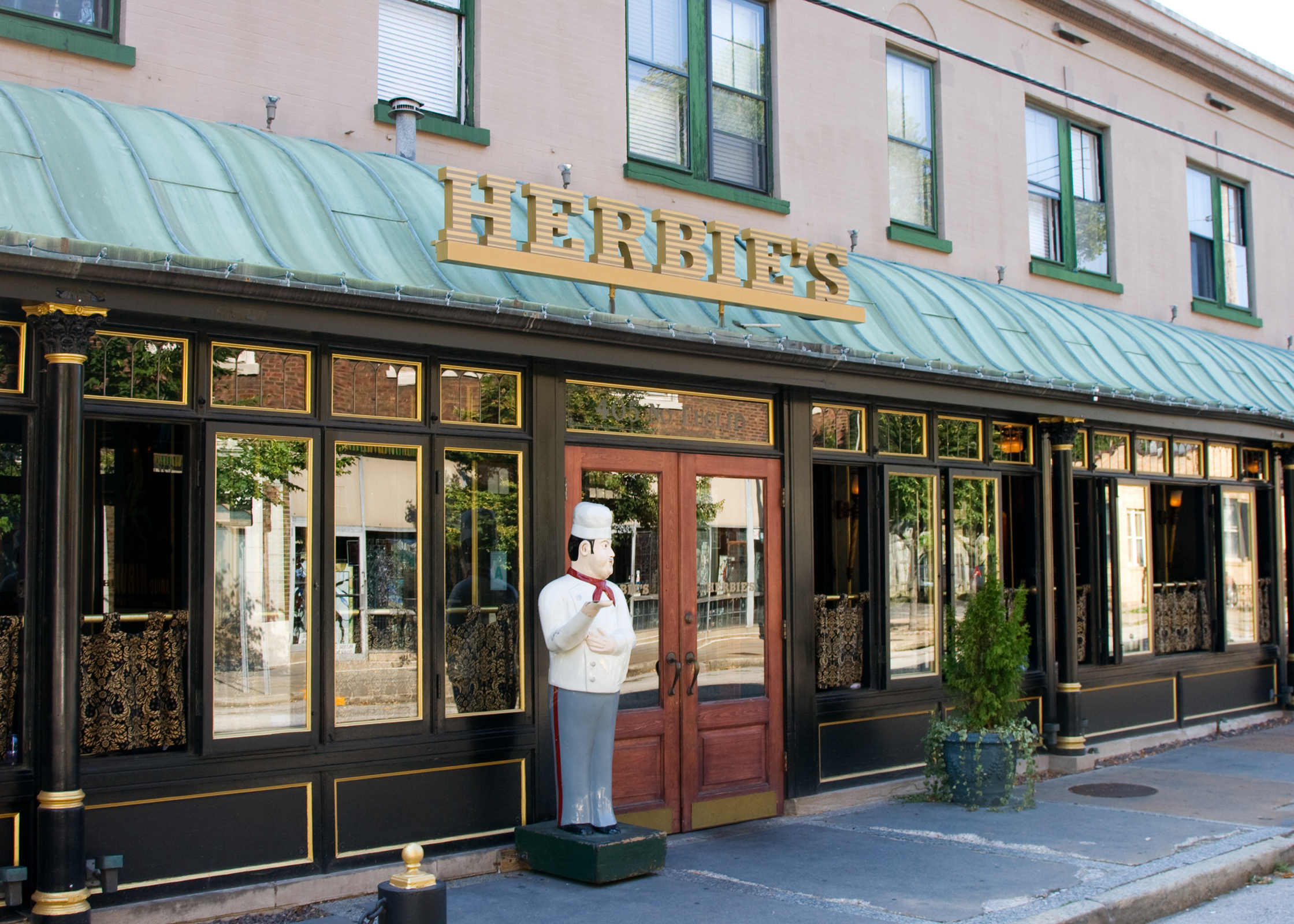 Restaurant storefront; Herbie's French-American Bistro.