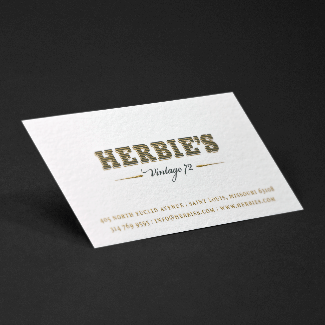 Branded business card for restaurant; Herbie's French American Bistro.