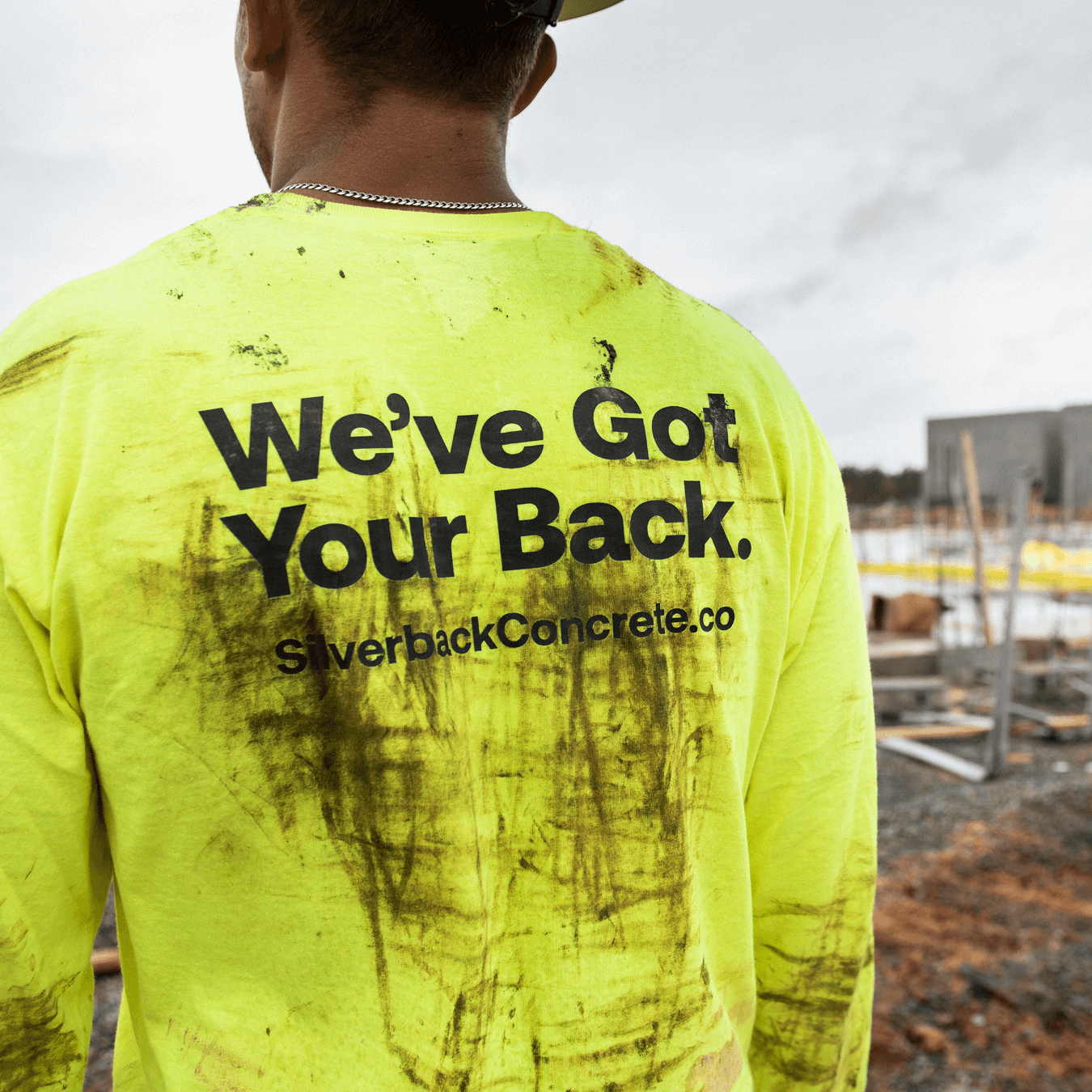 Branded company shirts for contractor; Silverback Concrete.